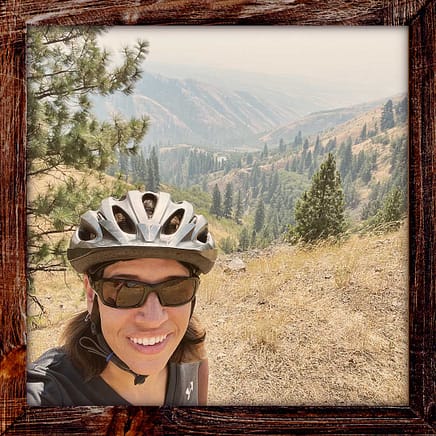 Photo, Day 13 of the TransAmerica Bicycle Trail, Mandy in front of a valley